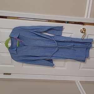 Lilly Pulitzer Linen Tunic Beckon Blue x Sea Salt Blue Dress Size Large